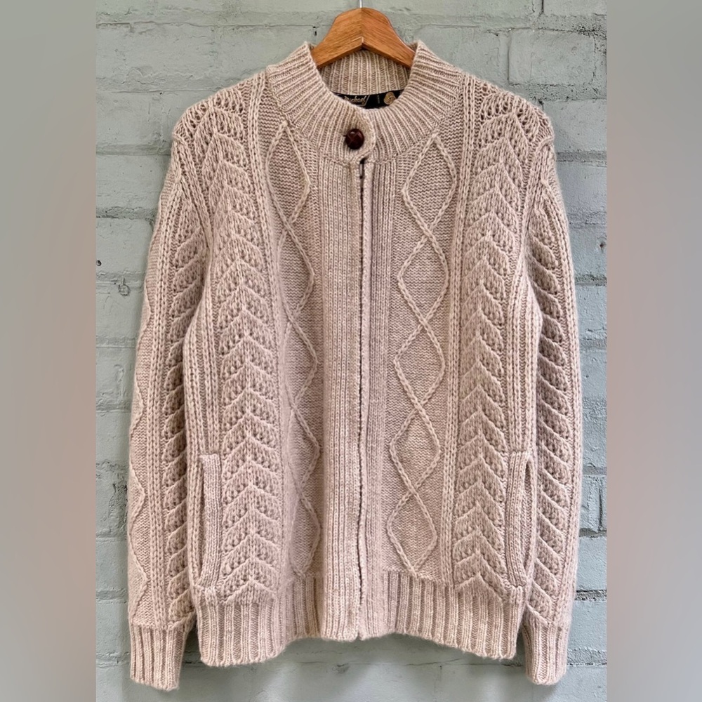 Vintage Cable Knit Zip Up Cardigan